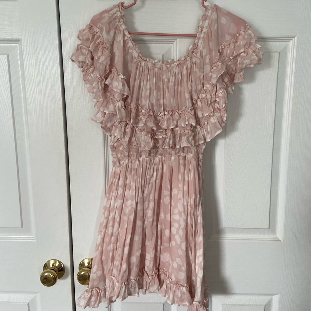 Pink and white mini dress